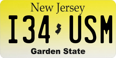 NJ license plate I34USM