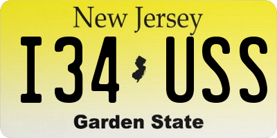 NJ license plate I34USS