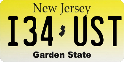 NJ license plate I34UST