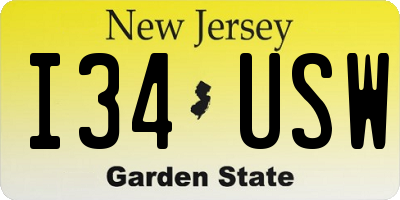NJ license plate I34USW