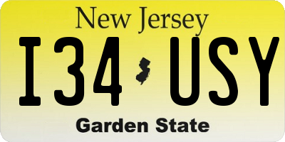 NJ license plate I34USY