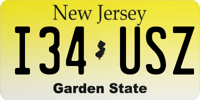 NJ license plate I34USZ