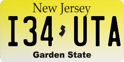 NJ license plate I34UTA