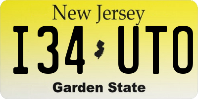 NJ license plate I34UTO
