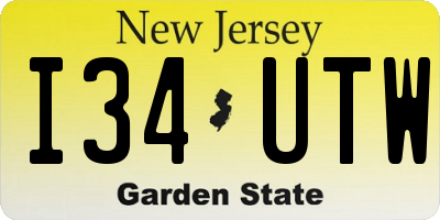 NJ license plate I34UTW