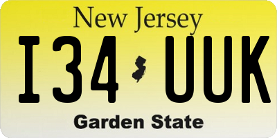 NJ license plate I34UUK