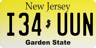 NJ license plate I34UUN
