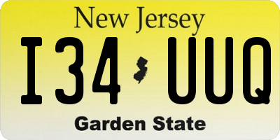 NJ license plate I34UUQ