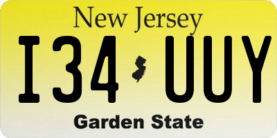 NJ license plate I34UUY