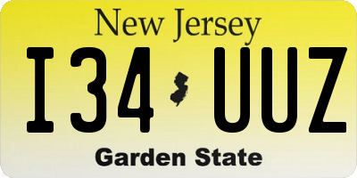 NJ license plate I34UUZ