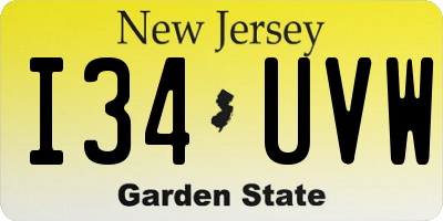 NJ license plate I34UVW