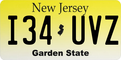 NJ license plate I34UVZ
