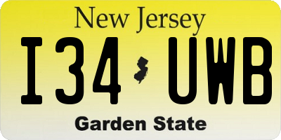 NJ license plate I34UWB