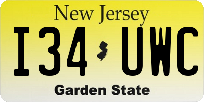 NJ license plate I34UWC