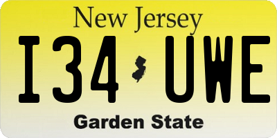 NJ license plate I34UWE