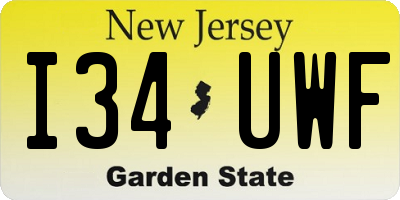 NJ license plate I34UWF