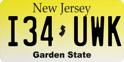 NJ license plate I34UWK