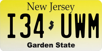NJ license plate I34UWM