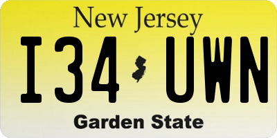 NJ license plate I34UWN