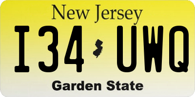 NJ license plate I34UWQ