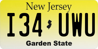 NJ license plate I34UWU