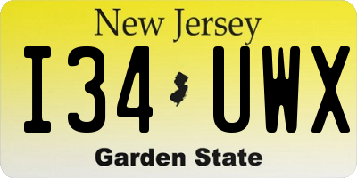 NJ license plate I34UWX