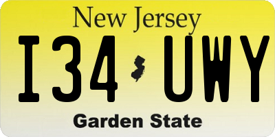 NJ license plate I34UWY