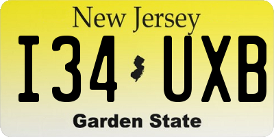 NJ license plate I34UXB