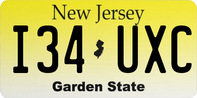 NJ license plate I34UXC
