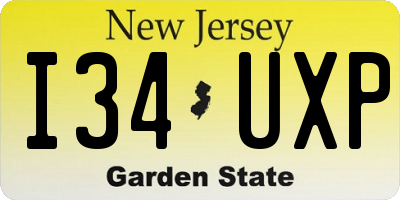 NJ license plate I34UXP