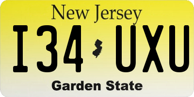 NJ license plate I34UXU