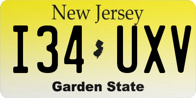 NJ license plate I34UXV