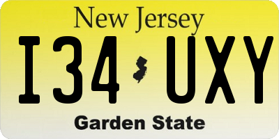 NJ license plate I34UXY