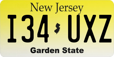 NJ license plate I34UXZ