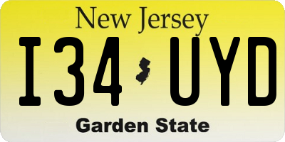 NJ license plate I34UYD
