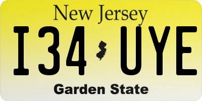 NJ license plate I34UYE