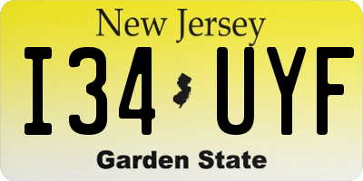 NJ license plate I34UYF