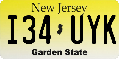 NJ license plate I34UYK