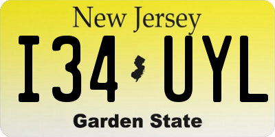 NJ license plate I34UYL