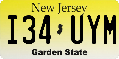 NJ license plate I34UYM