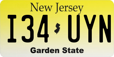 NJ license plate I34UYN
