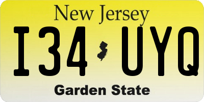 NJ license plate I34UYQ