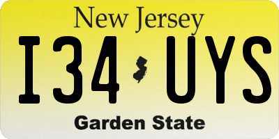 NJ license plate I34UYS