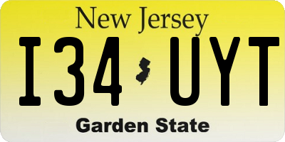NJ license plate I34UYT