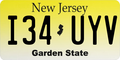 NJ license plate I34UYV