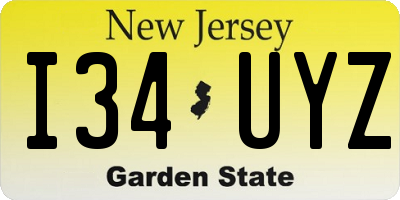 NJ license plate I34UYZ