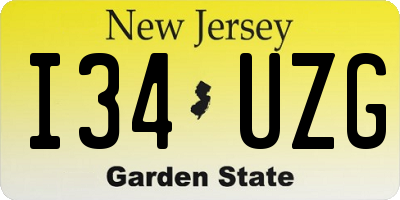 NJ license plate I34UZG
