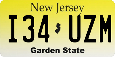 NJ license plate I34UZM