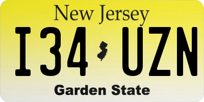 NJ license plate I34UZN
