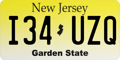 NJ license plate I34UZQ